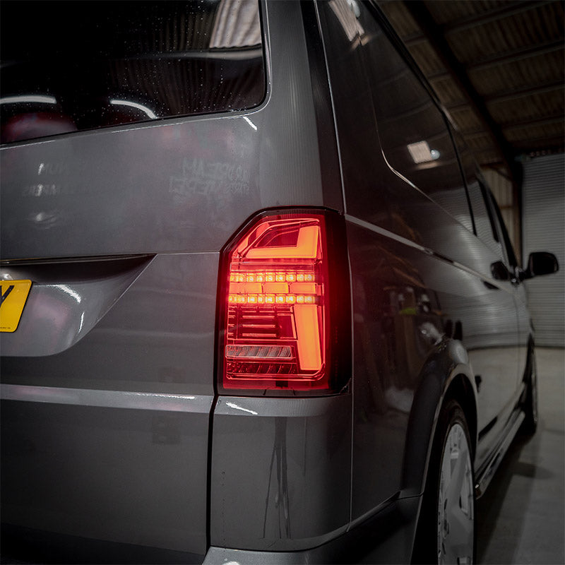 VW Transporter T6.1 - Rear Lights - Sequential Indicator - LED - RHD - Tailgate - Red Clear