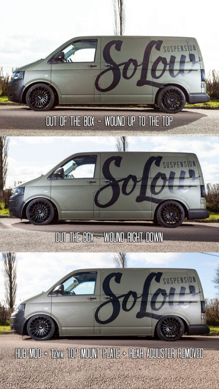 SoLow – “LOW” – Coilover Kit (95mm-125mm) – T26/T28/T30 – VW Transporter T5-T6.1 (2003 – 2024)