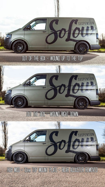 SoLow – “LOW” – Coilover Kit (95mm-125mm) – T26/T28/T30 – VW Transporter T5-T6.1 (2003 – 2024)
