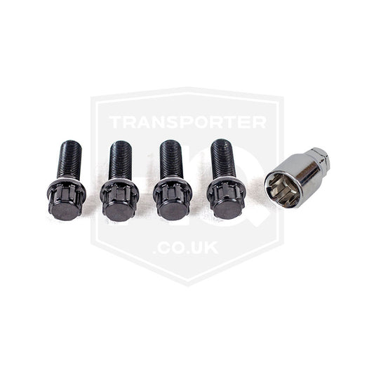 VW Transporter T5/T6 - Bimecc - Locking Wheel Bolts - 35mm - M14X1.5 Thread - Tapered Seat - Black