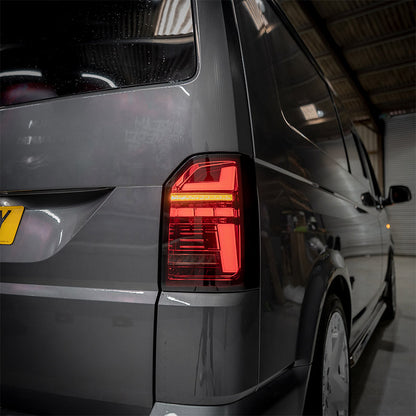 VW Transporter T6.1 - Rear Lights - Sequential Indicator - LED - RHD - Tailgate - Red Smoke